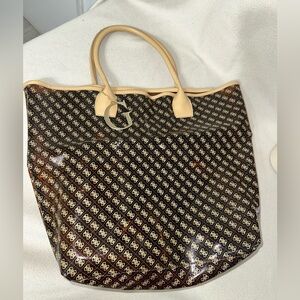 Guess Womens Transparent Tote Bag Brown